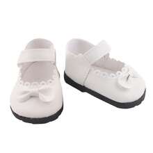 1 Pair Doll Shoes, Solid Color Bowknot Flat Leather Shoes With Round Edging, Hook And Loop Closure, Soft Leather Material, Suitable For 22 Inch/55cm Reborn Baby Dolls, Girls 3+ Years Old, Student, Doll Accessories, Holiday Party, Birthday Gift - SH-0220 - View 10