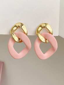 1 Pair Classic Abstract Vintage Street-Style Geometric Patchwork Earrings - Earring - View 2