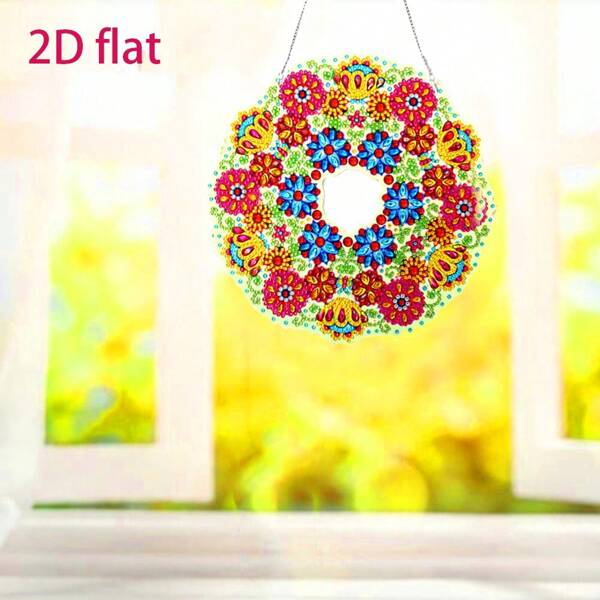1 Set Adult DIY Diamond Painting Craft Floral Wreath Hanging Decor Kit, Elegant Floral Pattern Wreath, Suitable For Beginners, Decorative Diamond Painting Craft Gift
