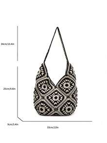 时尚草编斜挎包、镂空沙滩包、花卉钩针手提包、大号新月形单肩托特包