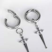 1 件装新款十字时尚耳挂重量器适用于拉伸耳朵量规简约不锈钢拉伸套装身体饰品女士