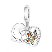 1 Stück silberplattierter Charm Liebeselement Ahornblatt Herz Anhänger Charm für Original Armband Halskette DIY Schmuckherstellung, passend als Geschenk für Frauen zum Geburtstag