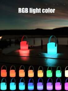 1PC Fashionable And Minimalist Handheld Table Lamp, Supports Convenient Charging, Equipped With 15 RGB Colors, Supports Remote Control Dimming Function, Suitable For Bedrooms, Living Rooms, Bedside Tables, Camping, And Other Scenarios. Decorative Night Light, Room Decoration Light.