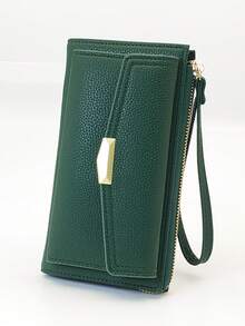 MINGYOU Soft Litchi Pattern Handbag & Wallet Combo For Women Wallet Purse Wallet Long Wallet Wristlet Wallet - Green - View 5