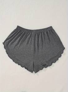 Gray Solid Color Minimalist Shorts Lounge Shorts For Women, Summer Lightweight Sleep Shorts