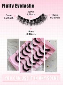 7 Pairs False EyeLashes 10mm 3D Effect Short Lashes Soft Faux Mink Lashes Wispy Fluffy Eyelashes Natural Cat Eye Reusable