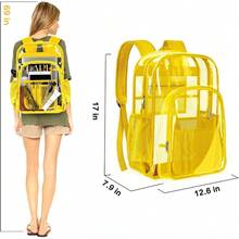 Local Delivery-- Clear Backpack Transparent Heavy Duty Bookbag See Through Bag For College Work Travel Security, Black
