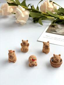 5pcs/10pcs Capybara Shoe Charms, Cartoon Animal All-Match Beach ABS Plastic Shoe Decorations, Cute Cartoon Simple Fashion Versatile Shoe Accessories, Suitable For Sandals, Clogs, DIY - Brown - View 4