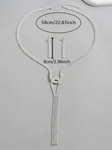 3pcs Set European & American Rhinestone Copper Necklace, Dangling Earrings, Jewelry Set For Party Wear