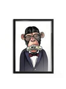1/3Pcs, Optional Frame, Monkey Canvas Wall Art Deco, Classic, Modern Styles - Animal Theme Ink Art Prints - Indoor & Outdoor Use, Home Office, Living Room, Bedroom, Bathroom, Restaurant Decor - Spring & Summer Seasonal