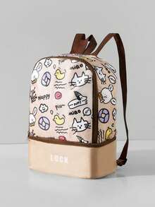 Mochila infantil à prova d'água com desenho animado, bolsa de natação com compartimento para molhado e seco, adequada para natação, surfe, parque aquático, piscina, praia ao ar livre