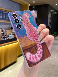 1pc Pink Leopard Transparent Anti-Scratch Anti-Fingerprint Soft TPU Phone Case, Precise Cutouts For Camera, Compatible With Samsung, Nothing, Pixel, INFINIX, Redmi Smartphones