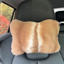 2pcs Cute Plush Car Headrest Neck Pillow, All-Season Universal Car Interior Accessory - 2pcs - View 12