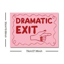 1 件带框/无框粉色红色戏剧出口字体趣味墙面艺术海报帆布印刷简约学院风入口装饰画适用于公寓、客厅、卧室、现代家居装饰