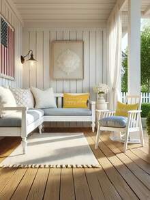 2 件农舍腰枕装饰抱枕套欢迎选购这是我们的快乐之地黄色靠垫套适用于家居沙发装饰，单面印刷，无枕芯，秋季装饰，秋季装饰，房间装饰 - 黃色 - 查看 4