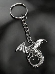 1pc/4pcs Vintage Silver Dragon Key Chain Keyring, Handbag Accessory, Car Key Chain, For Men & Women, Suitable For Multipurpose, Ideal For Birthday, Party, Back To School Gifts - Silver - View 7