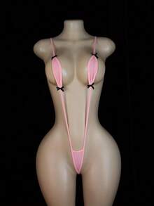 一件代发情趣内衣 性感情趣内衣三点不脱诱惑情人节新款睡衣约会睡袍床上激情套装女士情趣内衣内裤大胆衣服露阴异域诱惑内衣 - 粉色 - 查看 2