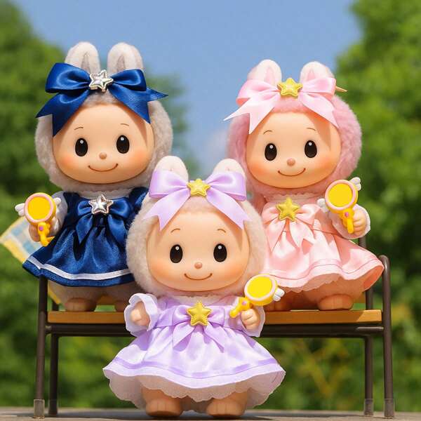 LALAFANFAN 3 Pcs Of Doll Clothes- Magical Costume Set Clothes: Princess Dress With Magic Wand, Layered Petticoat & Ribbon Details For 15-17 Cm Doll Dress-Up