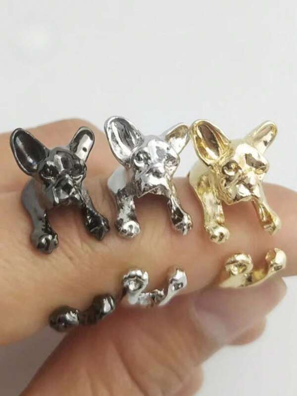 Bulldogge Ring, einzigartiger offener, verstellbarer Tierform Hundring
