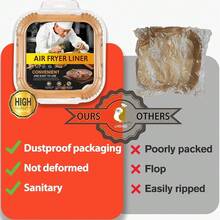 New-2025- Air Fryer Disposable Paper Liner Square 10 Inch, 100Pcs Largt Square Air Fryer Paper Liners For 8-12QT Air Fryer, Non-Stick  Parchment Paper For Frying, Cooking, Roasting And Microwave - 10 Square - 查看 4