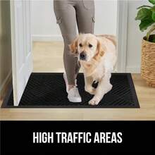 GORILLA GRIP 100% Impermeable Alfombra de Entrada WeatherMax para Todas las Estaciones, Diseñada en EE. UU., Caucho Natural, Resistente a Manchas y Desvanecimiento, Alfombras de Entrada de Bajo Perfil para Interior y Exterior, Fácil de Limpiar, 17x29 Diamante Gris - Diamante negro - Ver 7