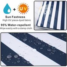 Local Delivery- Outdoor Cushion Slipcovers Waterproof 4 Pack Patio Chair Seat Cushion Covers With Zipper And Tie, 22 X 20 X 4 Inch, Replacement Cover Only - Stripes Navy Blue and White - View 2