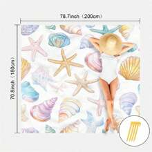1pc Marine Element Printed Beach Mat, Waterproof And Anti Sand Oversized Beach Mat, Lightweight For Adults For Travel, Camping, And Picnics