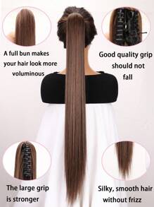 Synthetic Long Straight Ponytails Extension Hair32Inch Claw Clip On Ponytail Hair Heat Resistant Pony Tail Hair Piece For Women