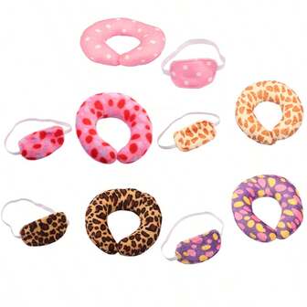 1 Set Doll Eye Mask & Neck Pillow, Heart/Fish Scale Pattern, O-Shaped Design Perfect For Doll's Head And Neck, Soft Foam Filled, Doll Bedding, Suitable For 18" Reborn Baby Dolls, Girls 3+ Years Old, Students, Children Toys Doll Accessories, Holiday Party, Birthday Gift