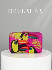 OpulAura New Fashion Sparkling Toucan Pattern Rhinestone Banquet Bag, European & American Design, Bright Color Summer Clutch, Perfect For Party Girls, Ladies, Brides - Suitable For Parties, Weddings, Prom, Dinners/Banquets, Matching Perfect Wedding Dresses, Women's Formal Dresses, Prom Dresses, Birthday Dresses - Hot Pink - View 6