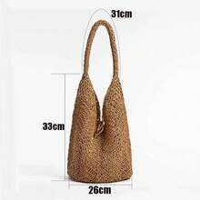 Single Shoulder Straw Bag Niche Design Handbag Summer Beach Bag - Coffee - View 2