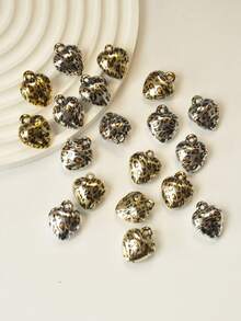 2/6/20pcs Fashionable Minimalist Leopard Print Heart Shaped DIY Pendant, Suitable For Making Women's Earrings, Necklaces, Phone Chains, Bag Charms, Chains, Suitable For Making Valentine's Day Gifts, Holiday Gifts, Gold Leopard Print Heart Pendant, Silver Leopard Print Heart Pendant, Suitable For DIY Jewelry Accessories, Halloween, Christmas - Leopard - View 8