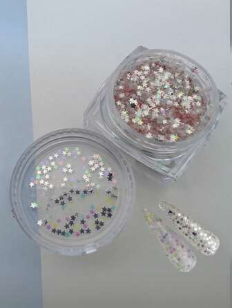 1/3 颗星爱指甲闪粉 3 件套，多彩闪亮粉，日韩美甲 DIY 神器海滩必备美甲按压式美甲用品美甲饰品美甲宝石