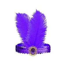 1/4件套 1920年代盖茨比风格黑色仿羽毛发箍，饰有金色点缀 - 优雅的涤纶发饰，适用于化装舞会、咆哮的二十年代主题活动和复古时尚、万圣节、派对服装 - 彩色 - 查看 6