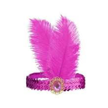 1/4件套 1920年代盖茨比风格黑色仿羽毛发箍，饰有金色点缀 - 优雅的涤纶发饰，适用于化装舞会、咆哮的二十年代主题活动和复古时尚、万圣节、派对服装 - 彩色 - 查看 7