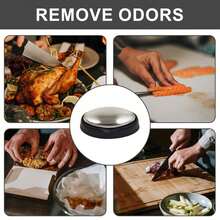 Ueasy Barra de jabón de acero inoxidable quitaolores para la cocina, para eliminar olores de cebolla, pescado y ajo. Jabón portátil con estuche (1 pieza de óvalo con base) - A - Ver 3