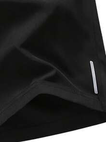 Quần short thể thao chạy bộ, quần thể thao nam, quần short thường ngày in sọc phản quang, túi khóa kéo, quần thể thao khô nhanh - màu đen - Xem 4