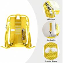 Local Delivery-- Clear Backpack Transparent Heavy Duty Bookbag See Through Bag For College Work Travel Security, Black