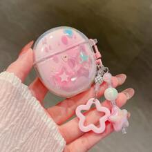 Estuche transparente con estrellas de colores brillantes para auriculares Oppo R3/R2, Estuche protector para auriculares inalámbricos Bluetooth Oppo Air/Air2/Air3, Funda blanda y a prueba de golpes con colgante para Enco Air4Pro/Air2i/3i, diseño creativo femenino