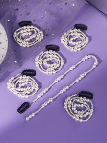 1pc/6pcs Faux Pearl Hair Clip Braiding Clips Long Hair Extension Chain DIY Accessories Fashion Hair Band Masquerade Accessories For Women, Head Chain, Head Pieces Jewelry