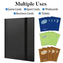集换式卡牌夹，9 口袋卡片相册文件夹，360 度侧装口袋夹，适用于体育和游戏卡、MTG 和其他 TCG，黑色