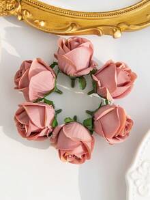 10/30PCS仿真玫瑰花头及花蕾婚礼装饰新娘手腕花手捧花头花材料DIY情人节礼物结婚糖果盒蛋糕生日派对装饰材料花冠材料家居情人节礼物新年装饰材料