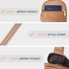 Pequeña Bolsa de Hombro para Mujeres de Cuero Vegano, Moda, Riñonera, Bolsas Cruzadas para Mujeres para Viajes - 1-camello marrón - Ver 6