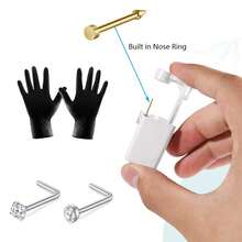 Nose Piercing Kit,Disposable Self Nose Piercing Gun With 2Pcs Nose Rings Studs, At Home Nose Percinging Kit Gun Tools - White - View 24