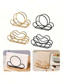 优雅的金属餐巾架 - 垂直半圆形设计，适用于餐厅和酒吧，装饰性蕾丝边纸巾架，适用于厨房和餐厅