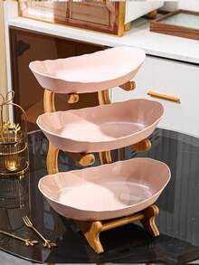 1 套 3 层塑料水果/零食托盘，多用途收纳盘，适用于家庭厨房餐厅，适合茶具、甜点、饼干、面包、婚礼、派对、礼物、生日