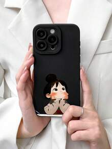 动漫经典哑光黑色体贴女孩图形手机壳，全身保护，防刮减震 TPU 材质，兼容 和 Galaxy 智能手机防水防摔 - 彩色 - 查看 2