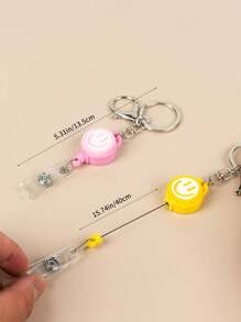 可伸缩笑脸钥匙扣双环商务钥匙扣可延长至 40 厘米，适用于卡片、身份证门禁卡、护士徽章等。背包装饰钥匙扣，适用于包包、汽车配件，适合女士