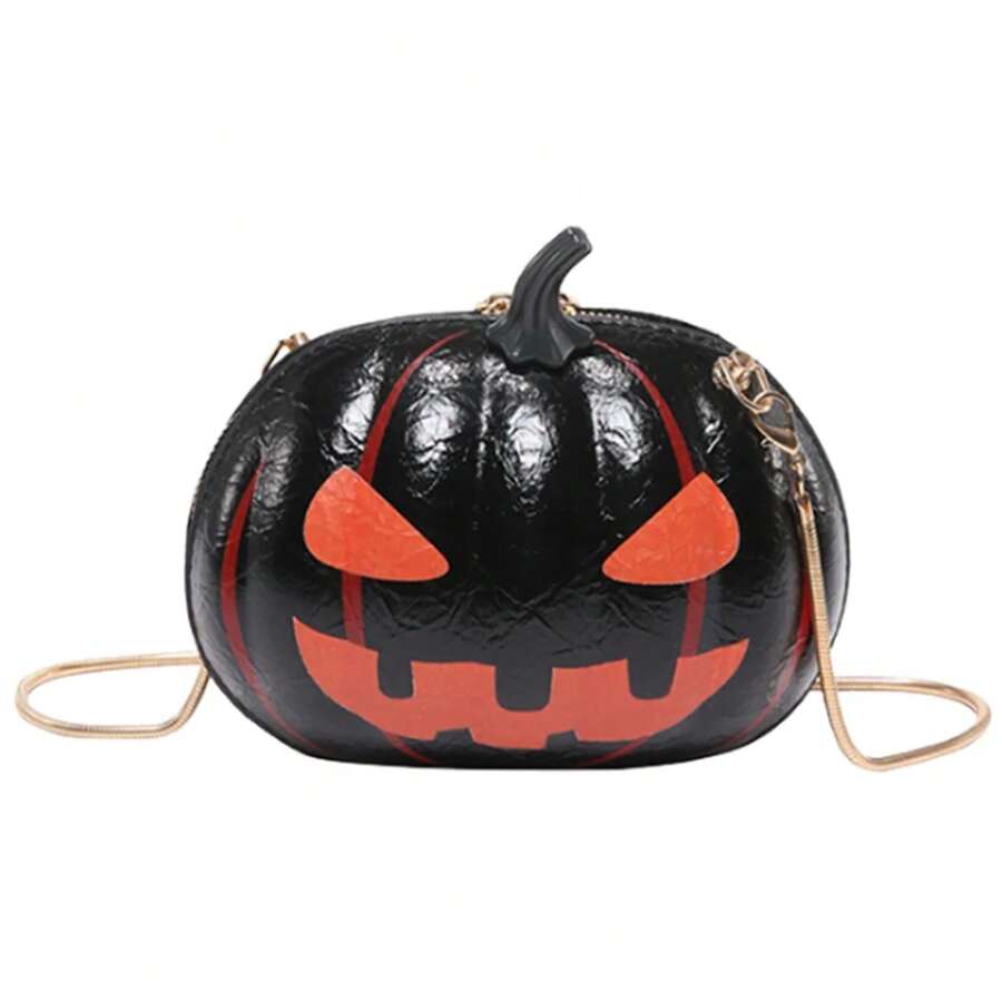 Women Halloween Handbag Novelty Shoulder Bag Pumpkin PU Leather Messenger Bag Crossbody Purse For Shopping Travel - 橘色 - 查看 1