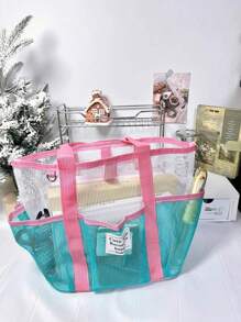 Outdoor Camping Picnic Yard Travel Business Casual Mesh Storage Bag, Beach Tote Bag, Swimsuit & Toiletry Multipurpose Handbag